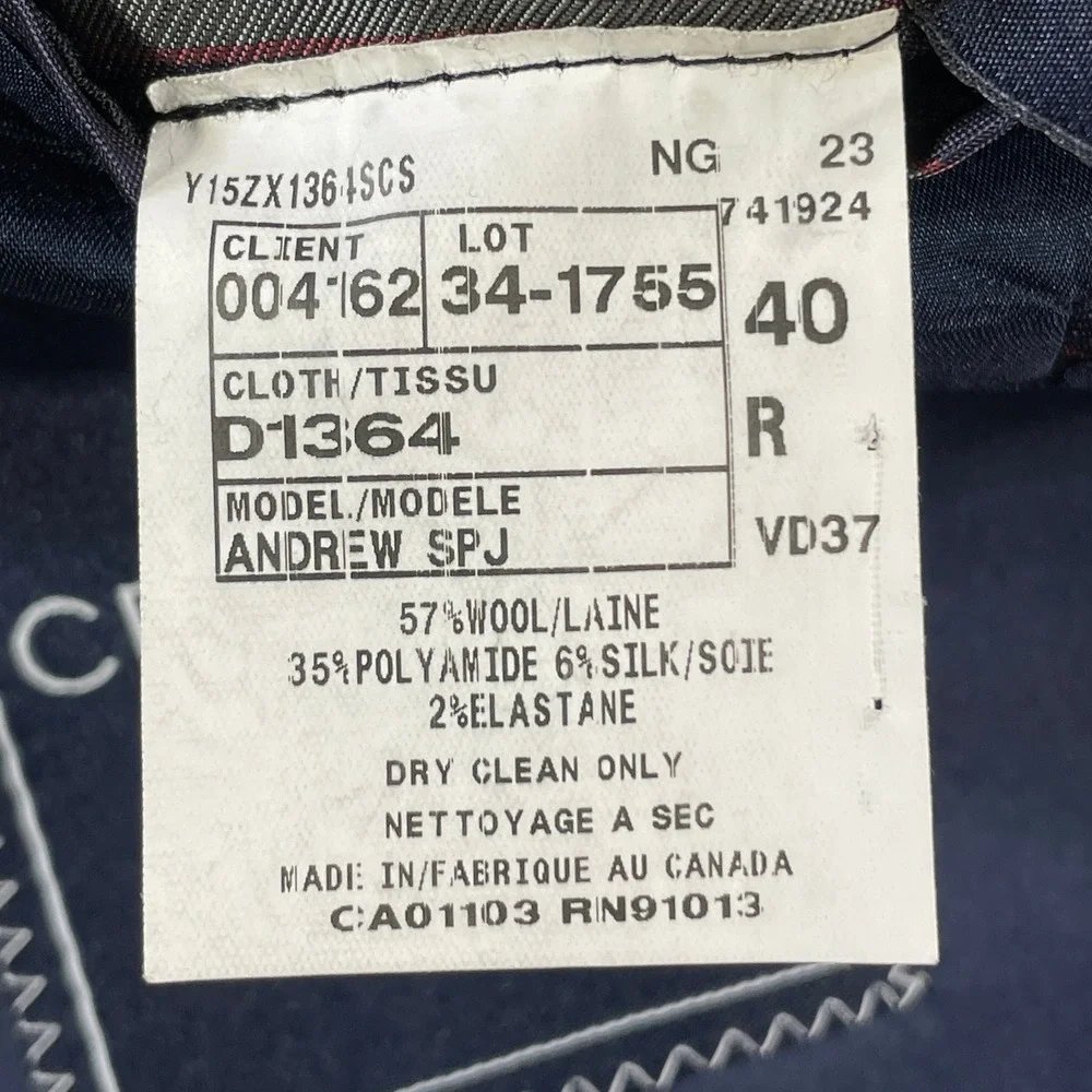 Cremieux Loro Piana Blazer Sport Coat Mens 40R Blue‎ T Way Wool Silk Vented